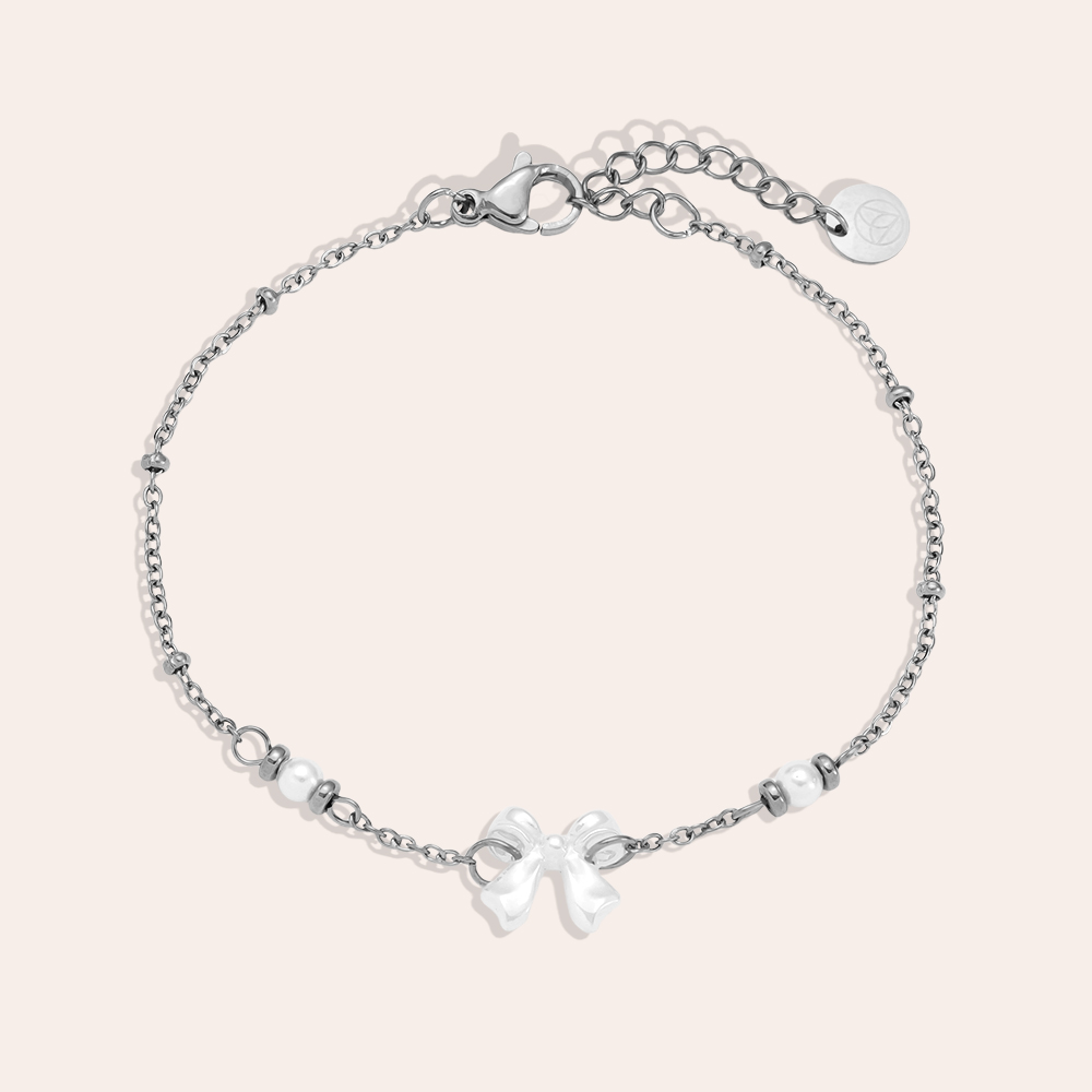 17cm Pearl Dots And Butterfly stainless steel bracelet   
