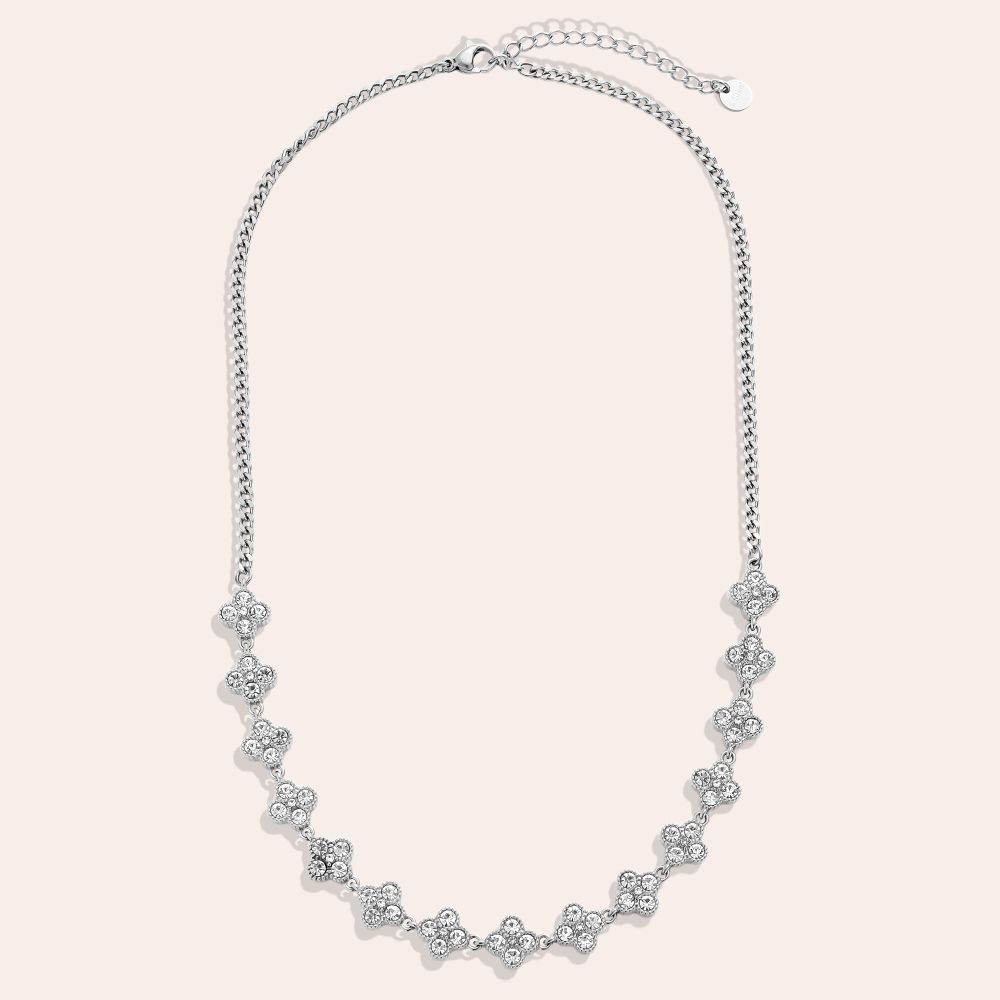 40cm Diamond Half Lucky Flowers stainless steel necklace