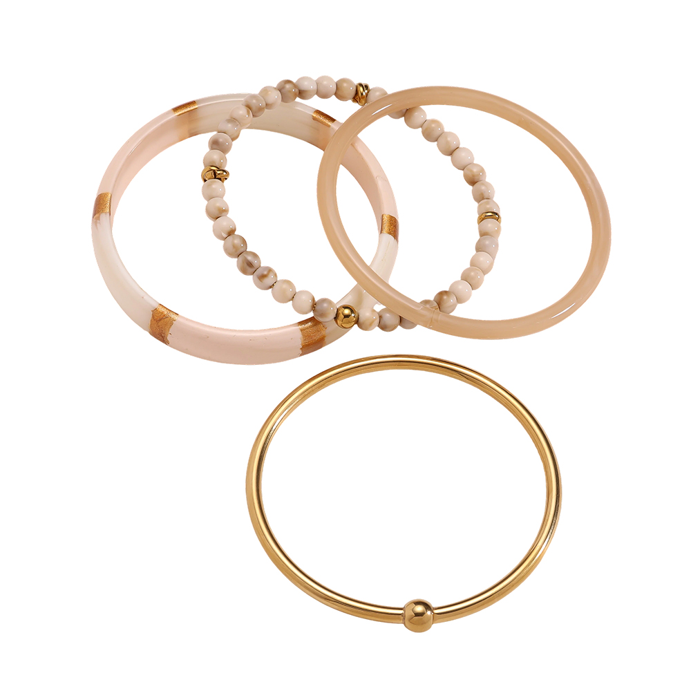 Stainless steel bangle set 6.5cm width 4 pieces acrylic  