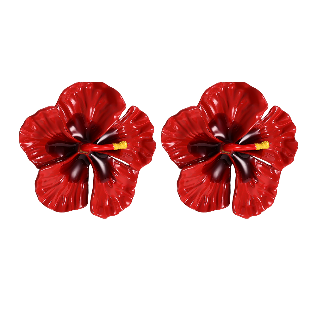 45mm Red Flower Earrings