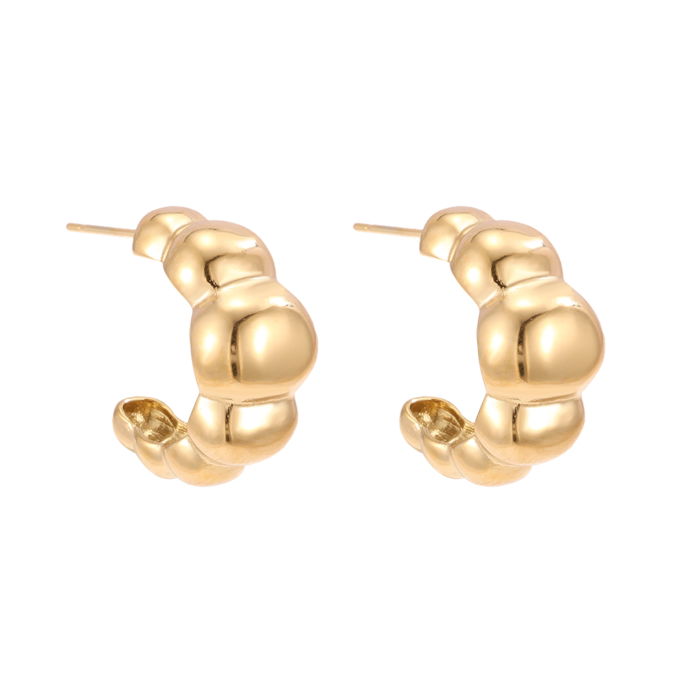 Stainless steel earrings, 20mm, beautiful ribbed circle 