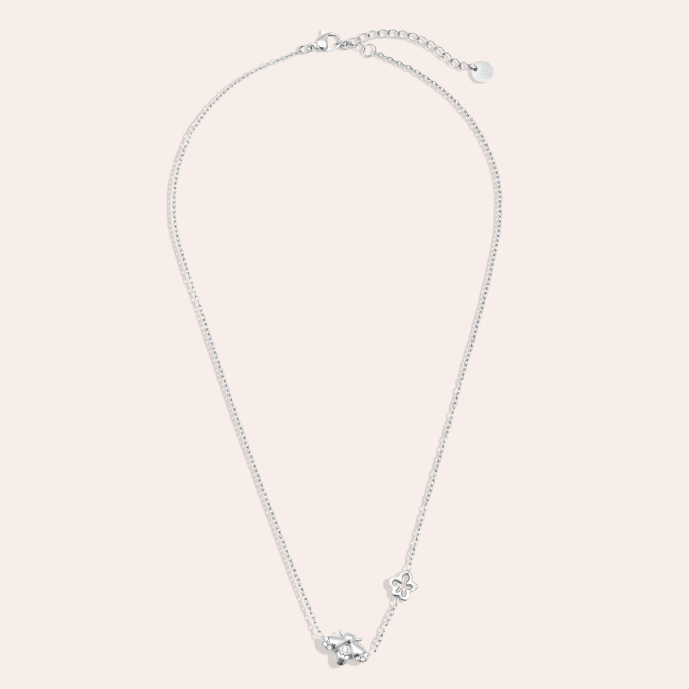 40cm rhinestone bee stainless steel necklace