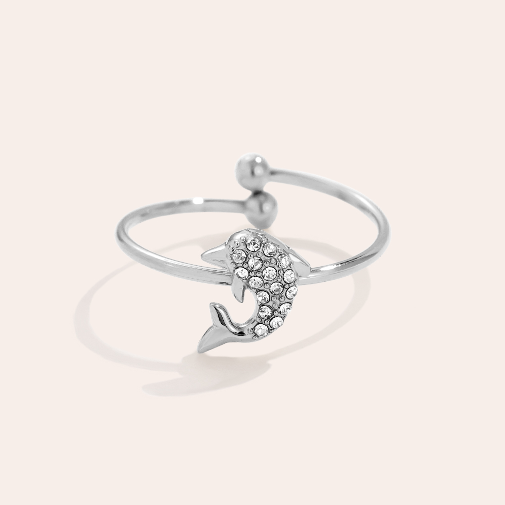 Diamond Dolphin stainless steel ring    
