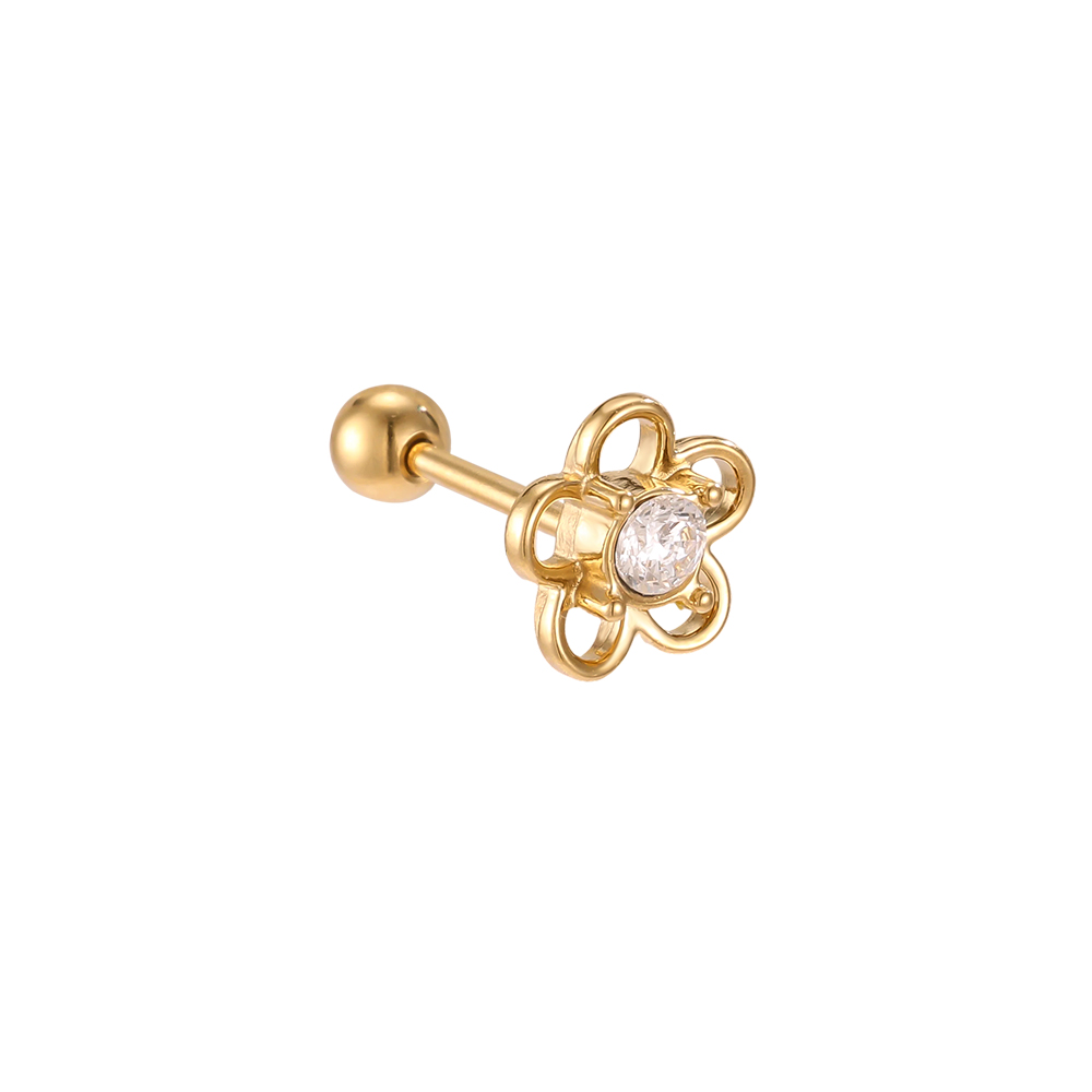 Stainless steel piercing 6mm mini zirconia flower 