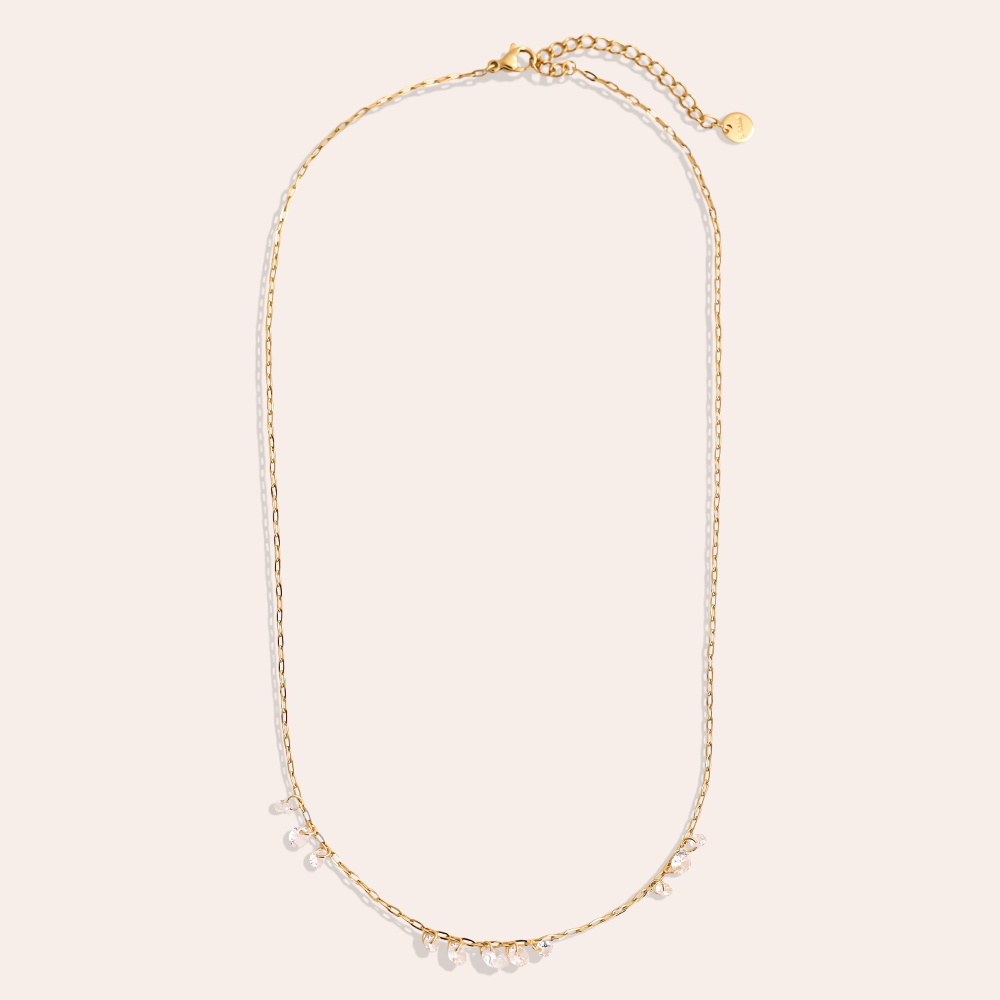 40cm crystal zirconia drop stainless steel necklace