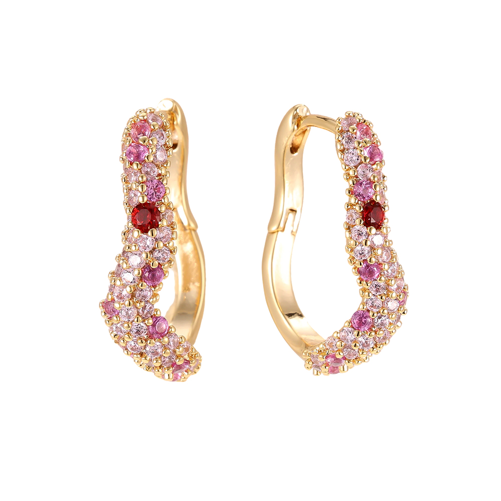 20mm Zirconia Soft Wave Gold-Plated Earrings    