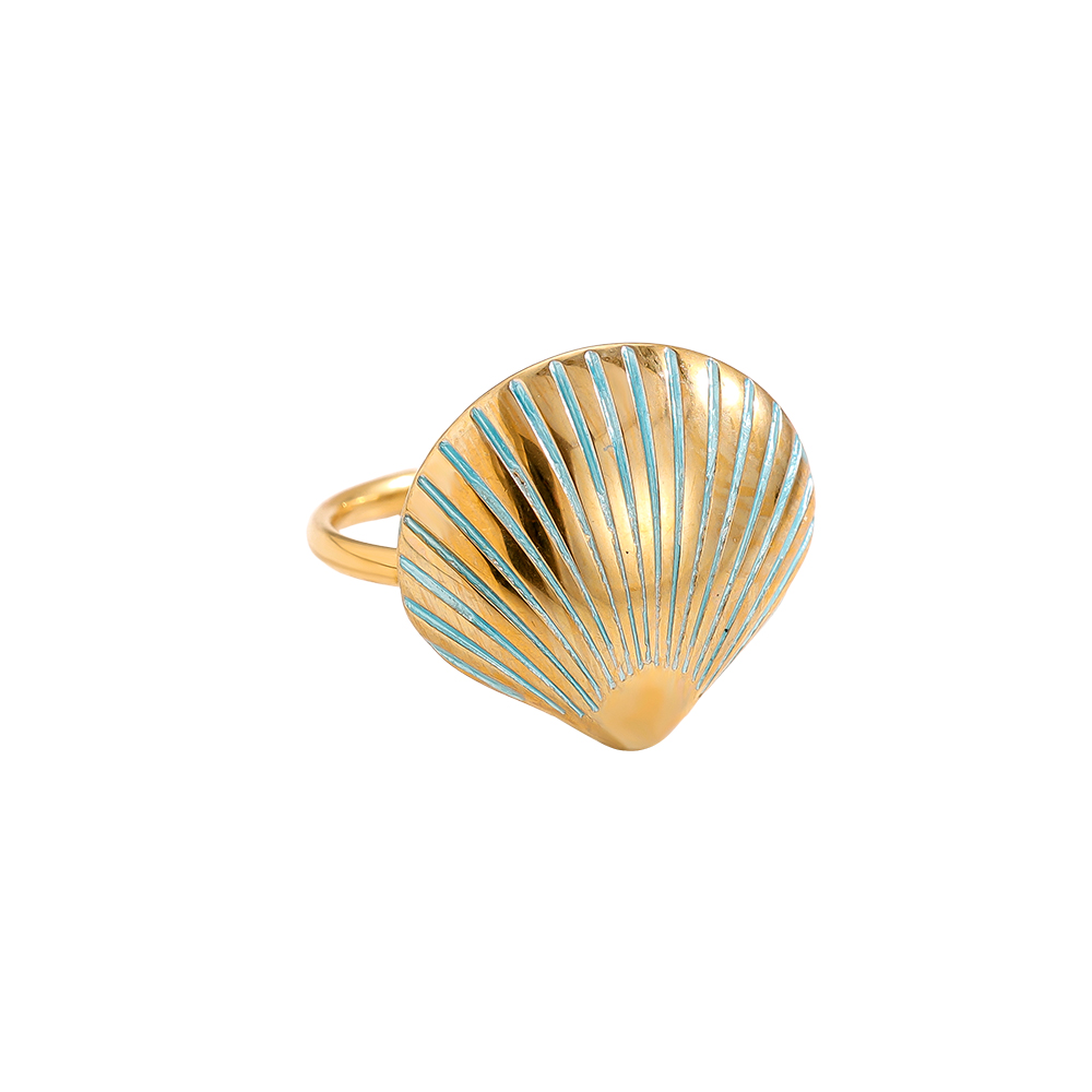 light blue shell stainless steel ring    
