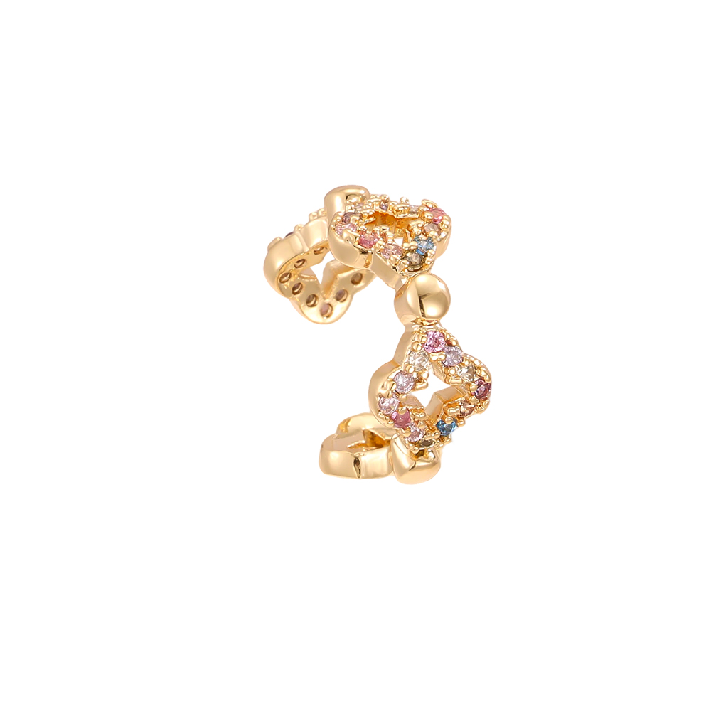 Gold-plated ear cuffs 15mm cloverleaf zirconia