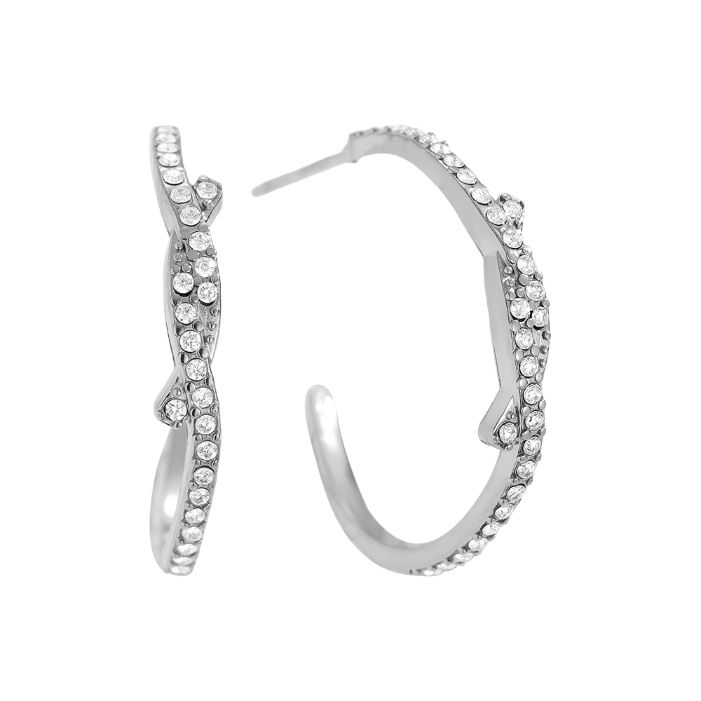 2cm Nice Meet Diamond Half Hoop Stainless Steel Earrings    