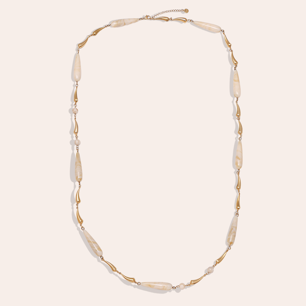 97cm Long Drop Resin Stainless Steel Necklaces   