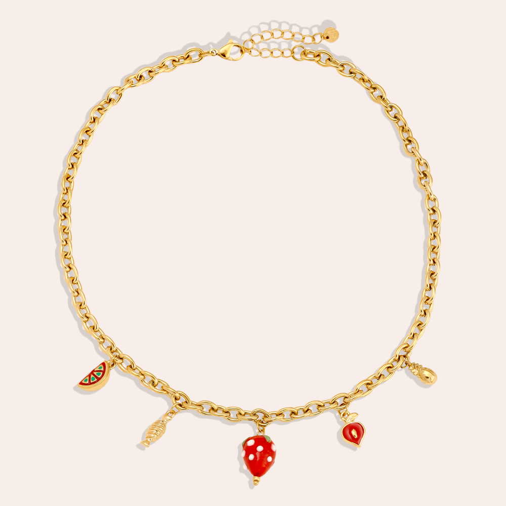 42cm Strawberry Heart stainless steel necklace