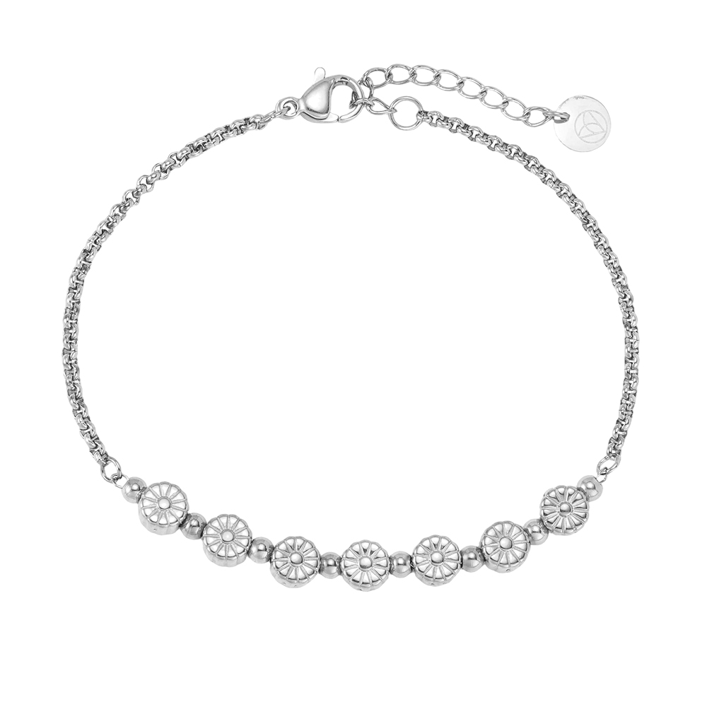 Stainless steel bracelet 17cm some small flowers