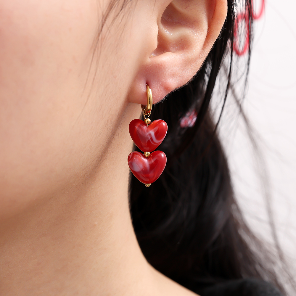 3.5cm Acrylic Hearts stainless steel earrings        