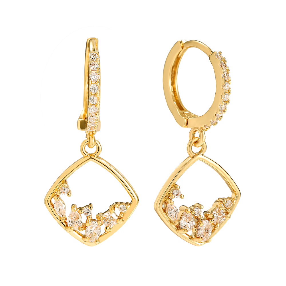 Gold-plated earrings 27mm Nice Diamonds Frame