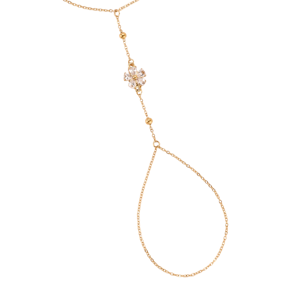 17cm zirconia flower hand chain stainless steel bracelet    