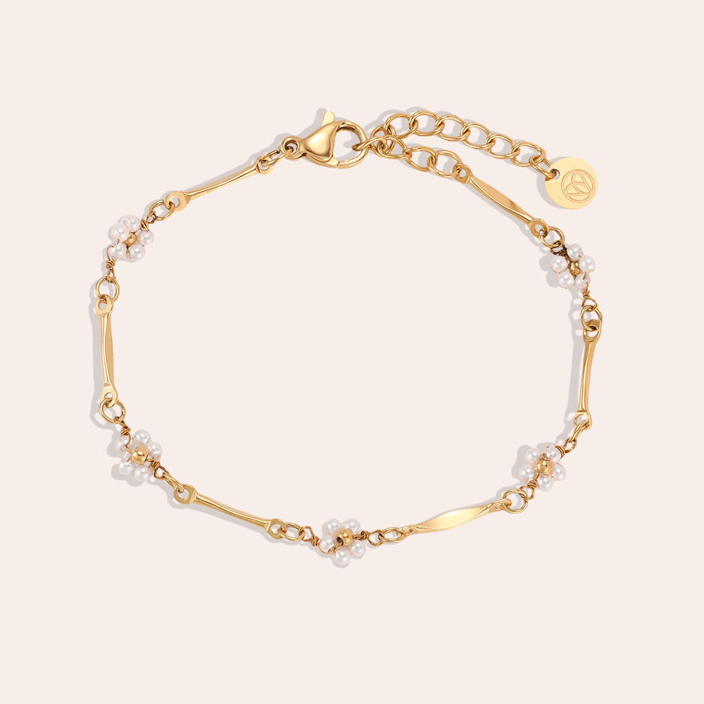 15cm pearl flower stainless steel bracelet 