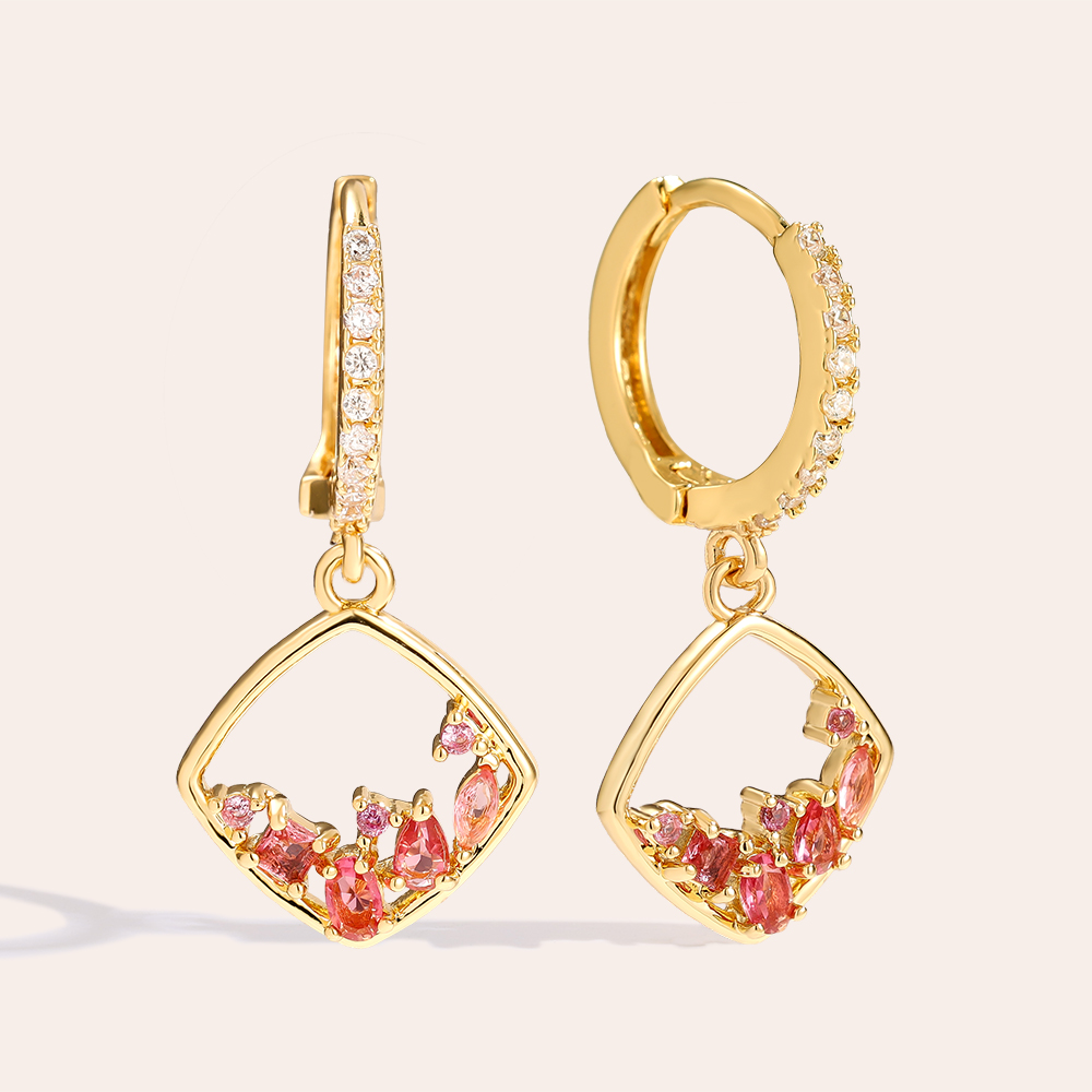 Gold-plated earrings 27mm Nice Diamonds Frame