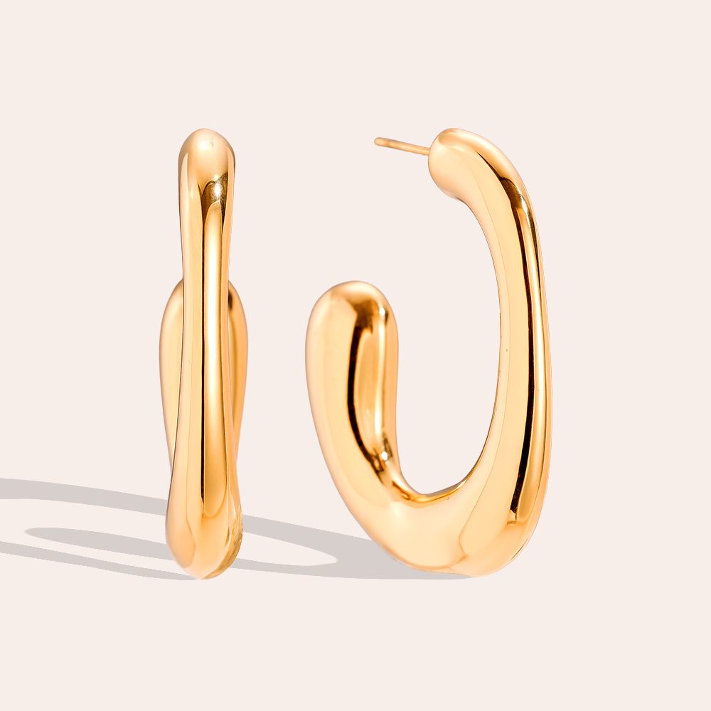 40mm Fine Half Egg Hoop Stainless Steel Earrings       