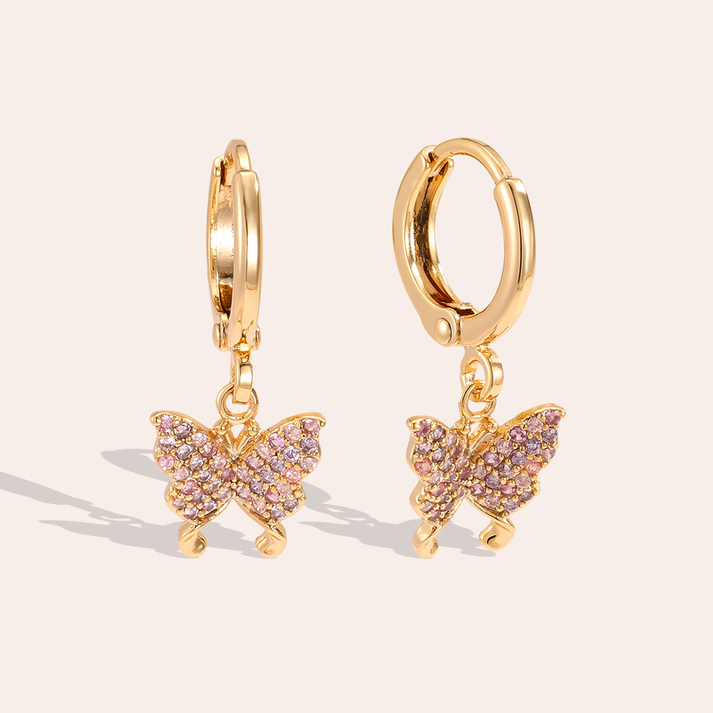 24mm zirconia butterfly gold-plated earrings     