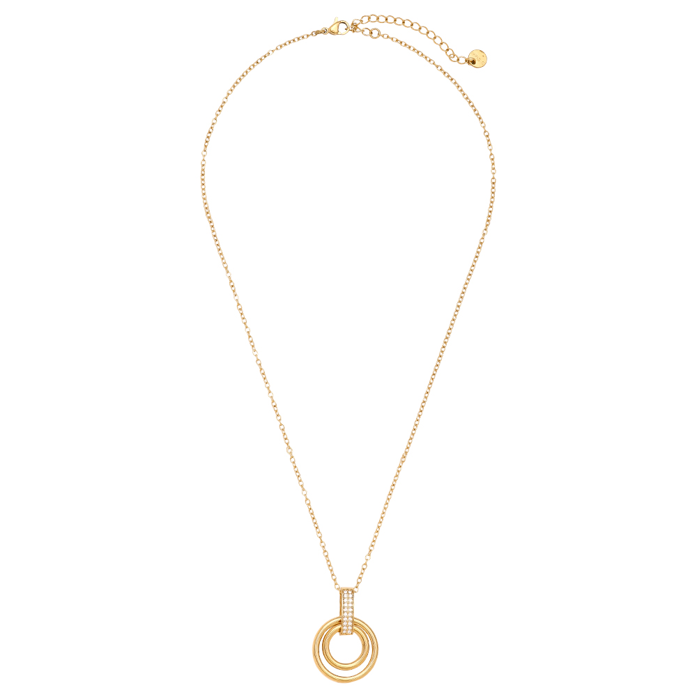 60cm Cycle And Diamond Lock Stainless Steel Necklace       