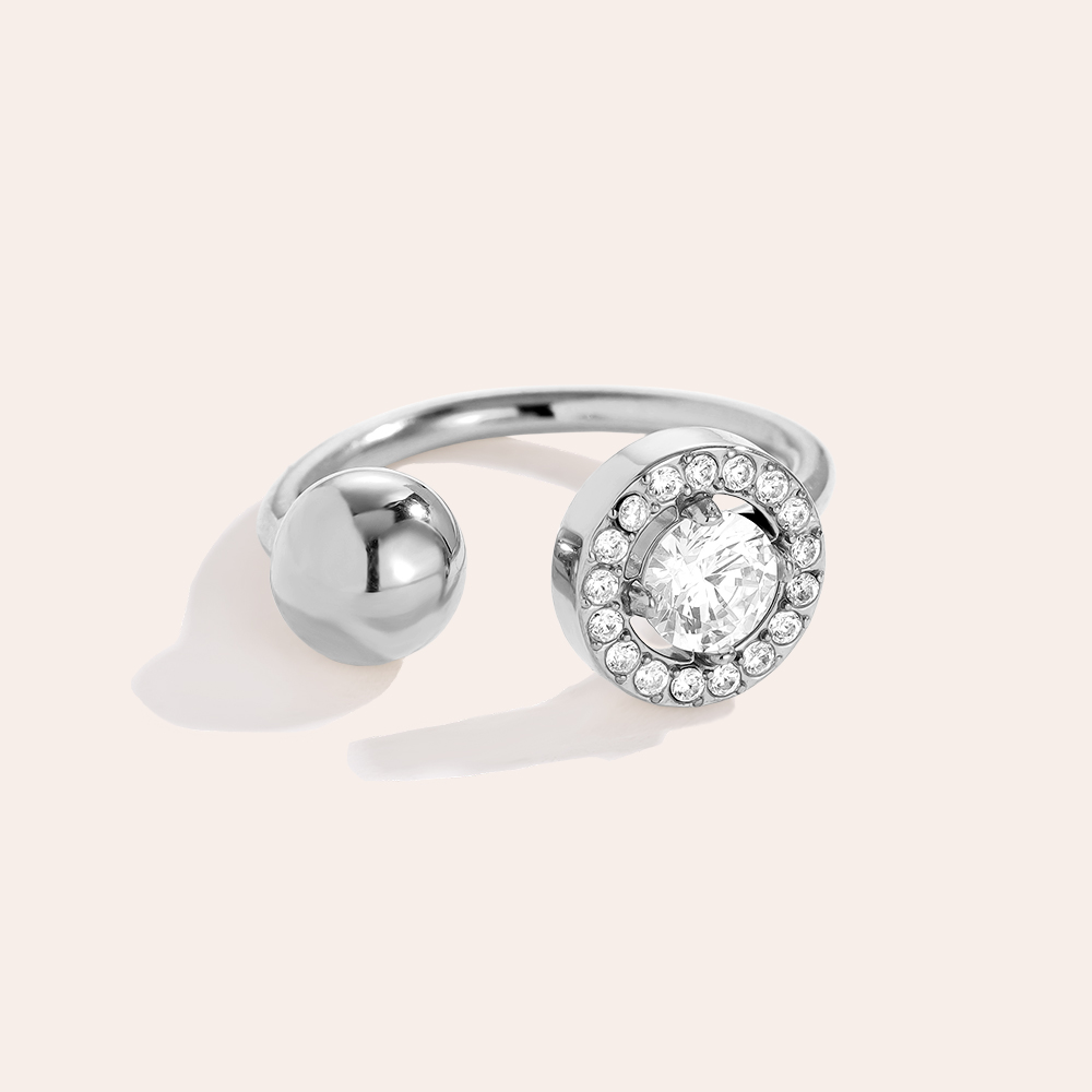 Perfect Diamond And Dot Stainless Steel Ring     Perfect Diamond And Dot Stainless Steel Ring
