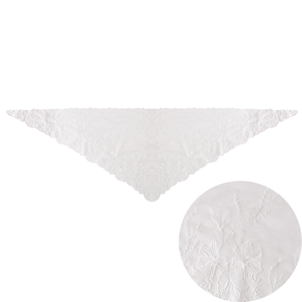 90*27cm Unicoloured vintage floral pattern lace scarf