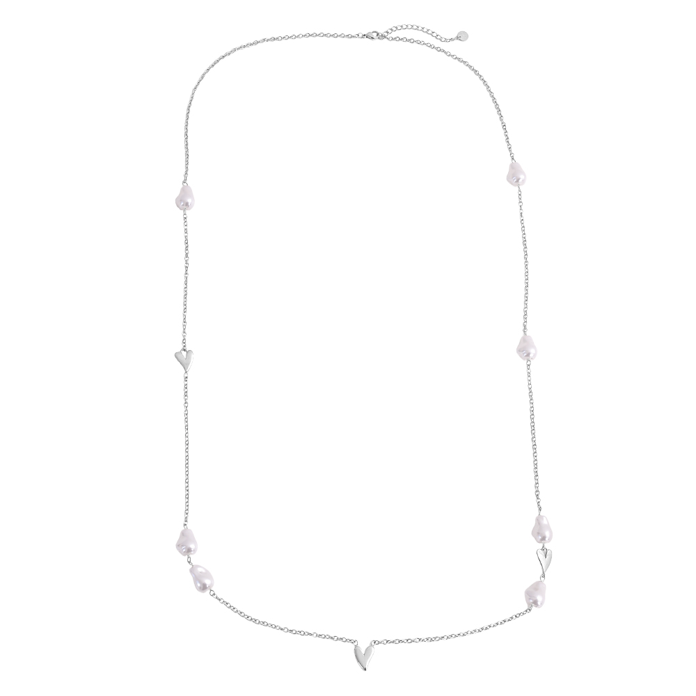 95cm heart bead stainless steel necklace