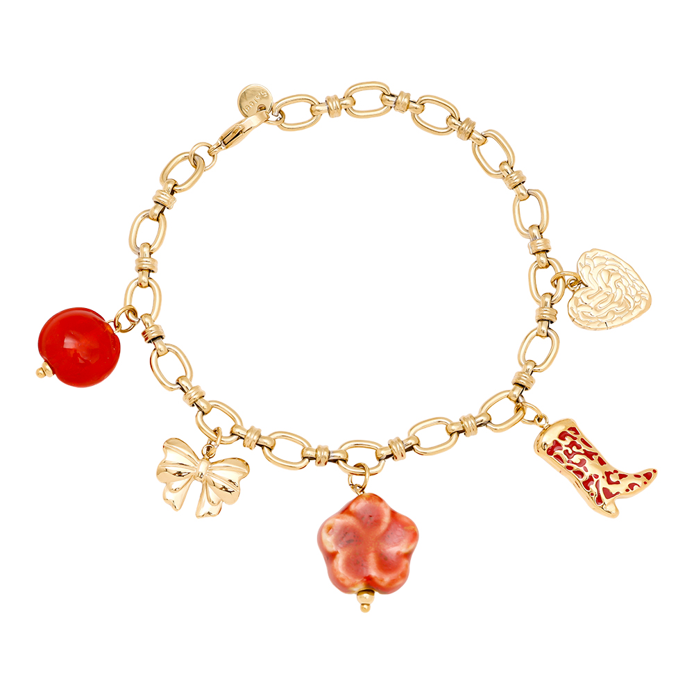 Stainless steel bracelet 17cm Red Charms 2.0