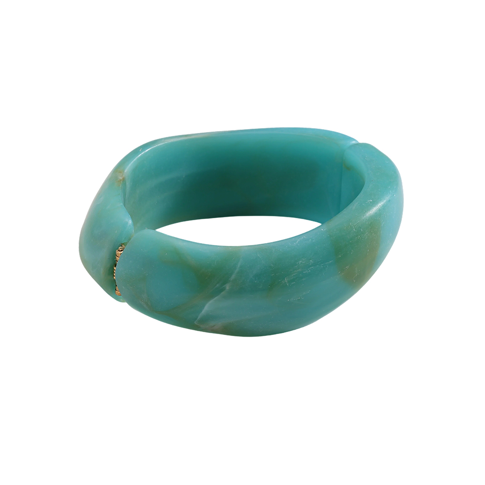 Stainless steel bangle Adjustable oval resin