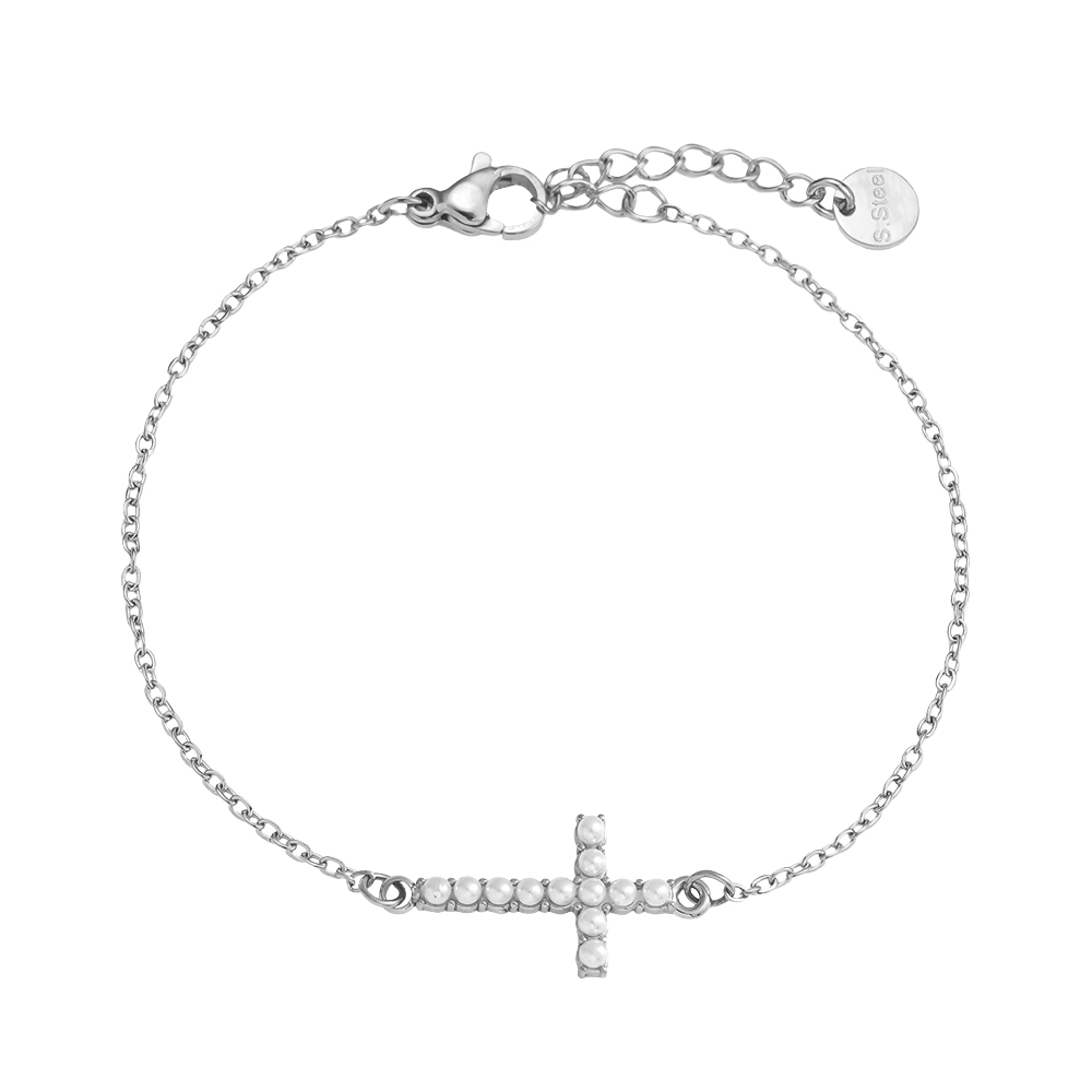 17cm bead cross stainless steel bracelet        
