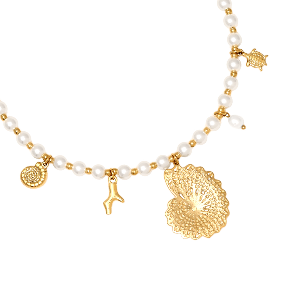 42cm Ocean Love In Pearl Chain stainless steel necklace     