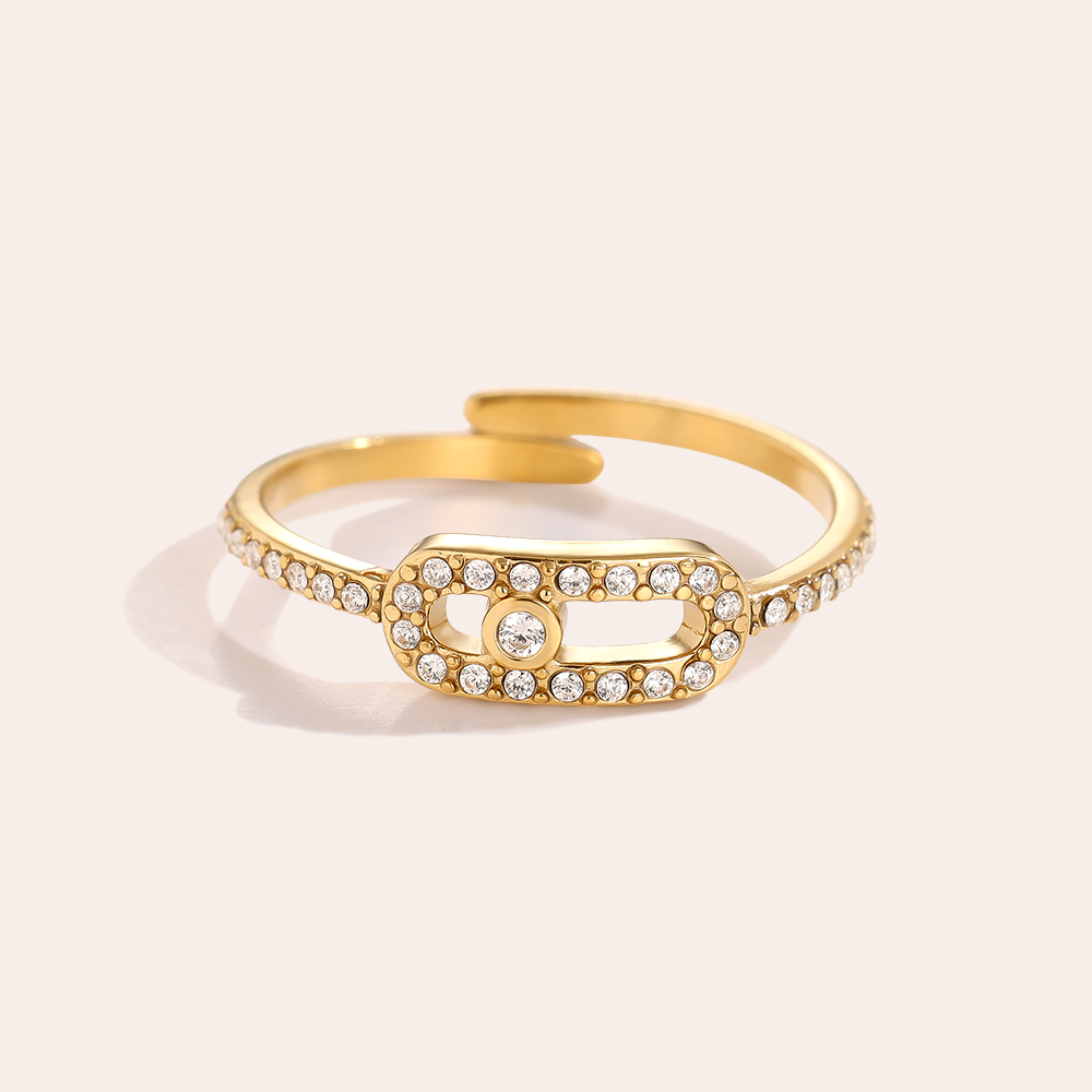 Diamond Cube Eye stainless steel ring    