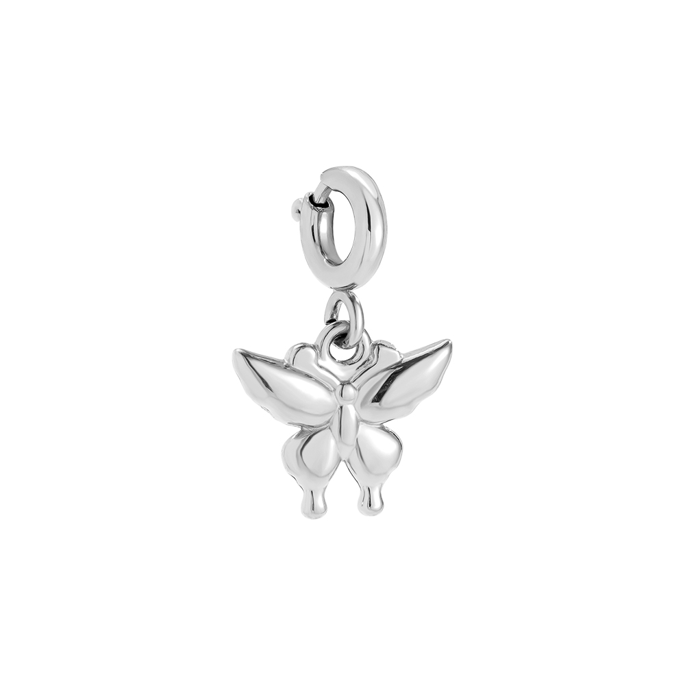 10mm Spring Clasp One Butterfly Stainless Steel Pendant   