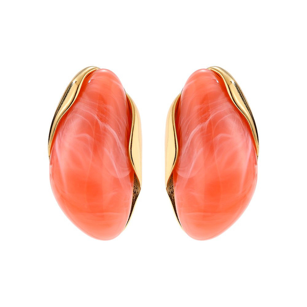 35mm Nice Resin Stainless Steel Earrings   