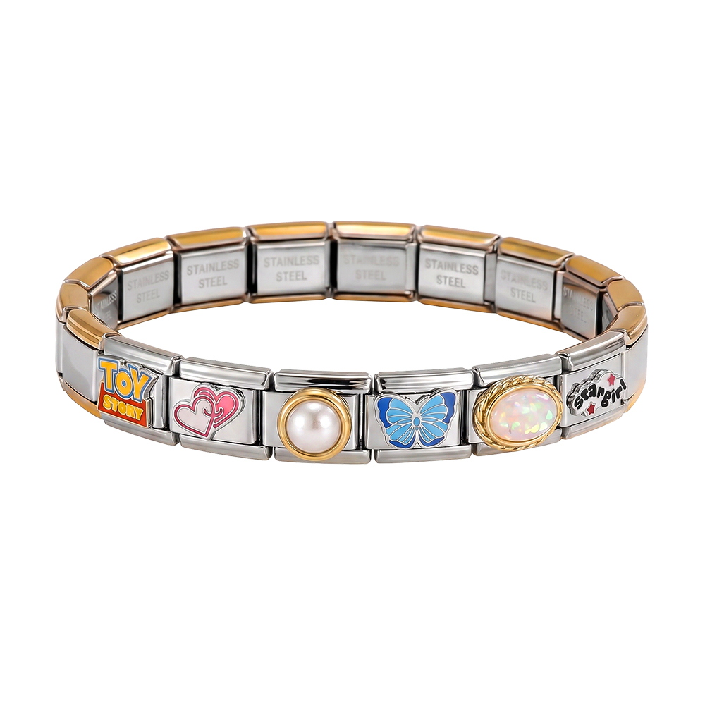 adjustable modular charms stainless steel bracelet    