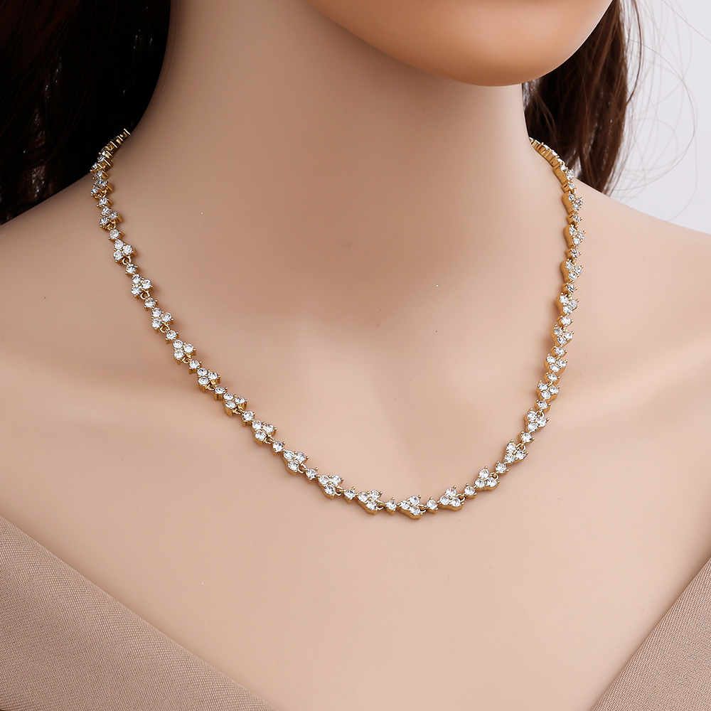 37cm Diamond Flower Chain stainless steel necklace     