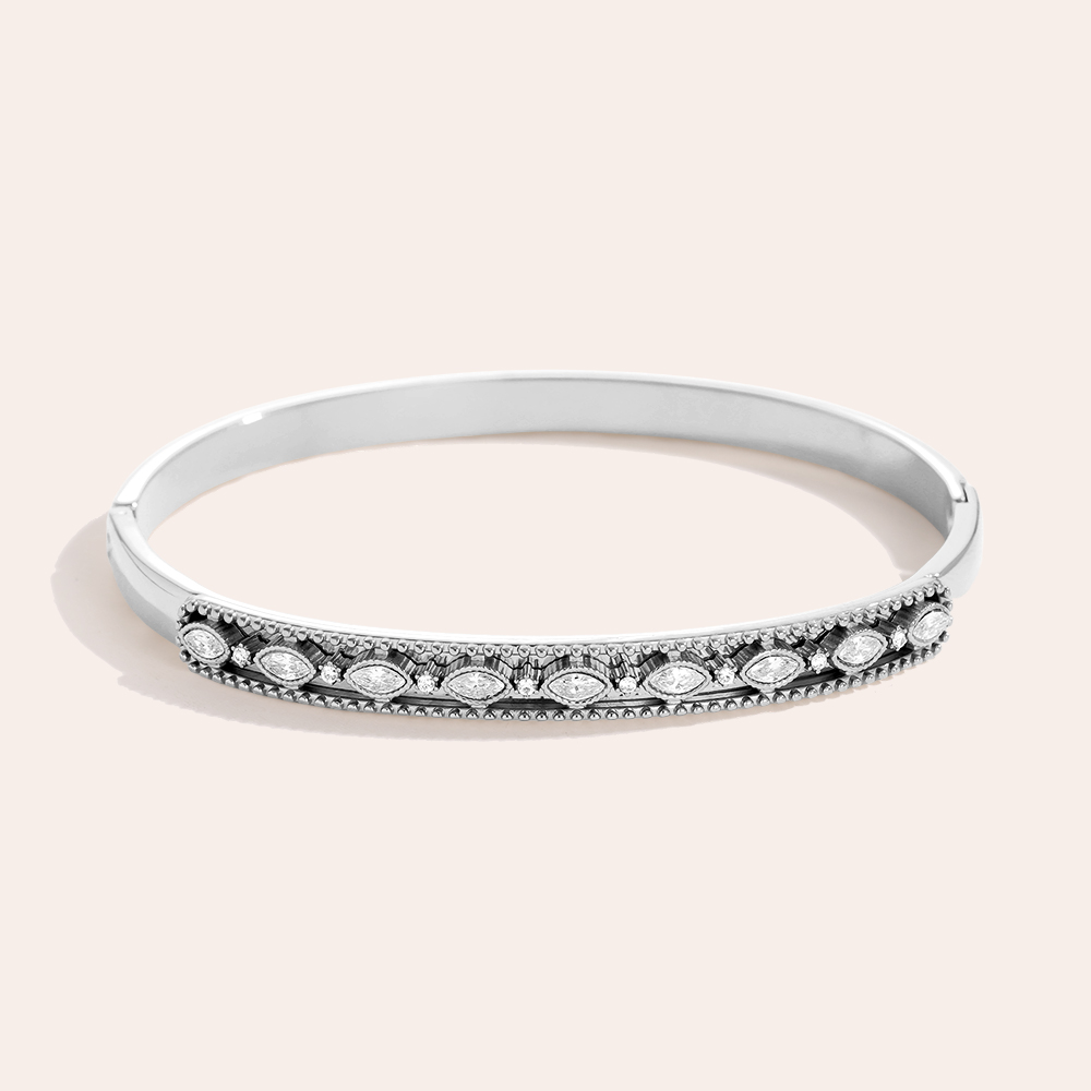 6.2cm Diameter Fancy Diamond Stainless Steel Bangle      