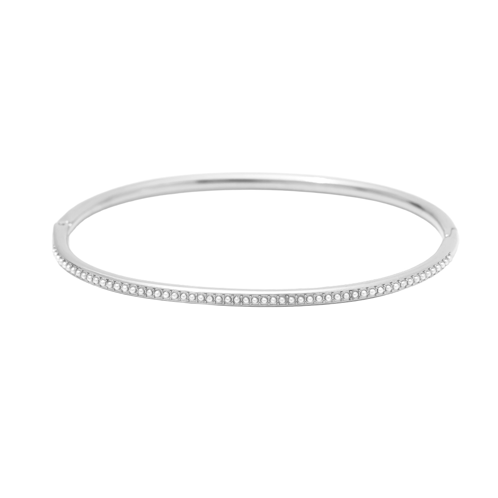 6.5cm Diameter Casual Pearl Stainless Steel Bangle      