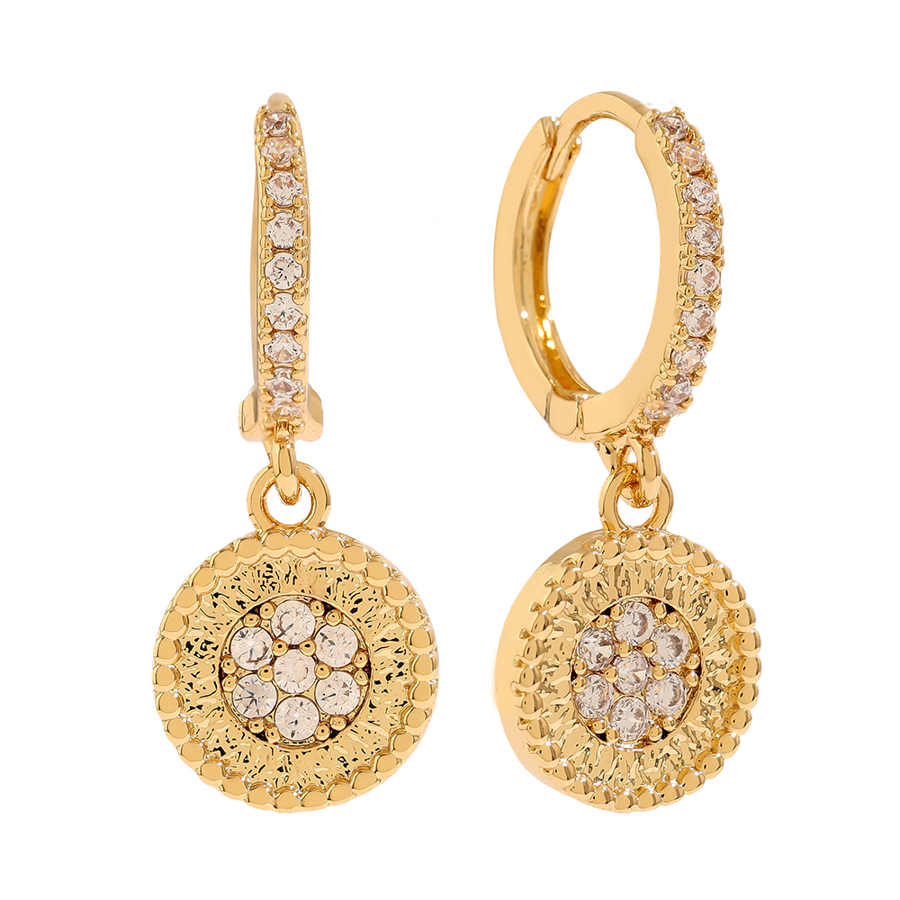 2.6cm Diamond Plate Gold-plated Earrings      
