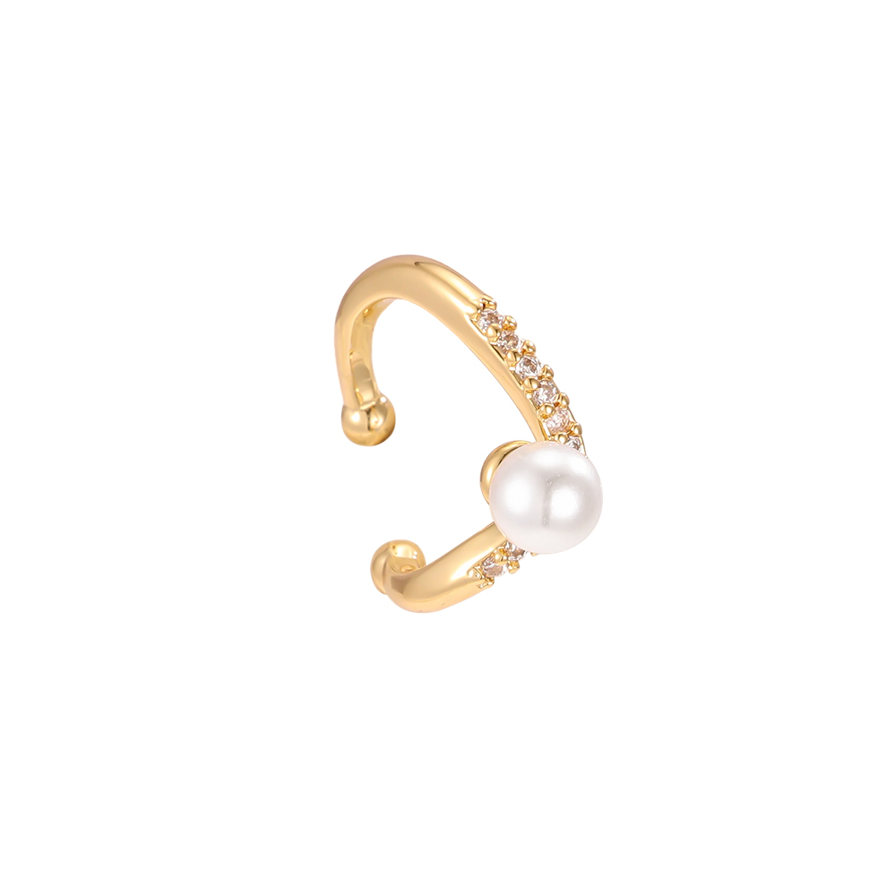 Gold-plated ear cuffs 15mm zirconia small pearl
