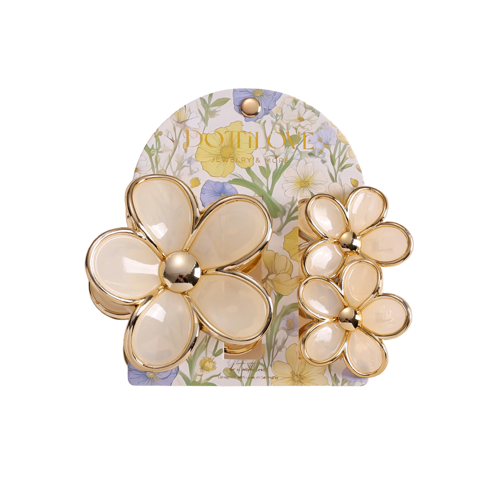 8+4cm 3 pcs. Yellow flower hair clip set