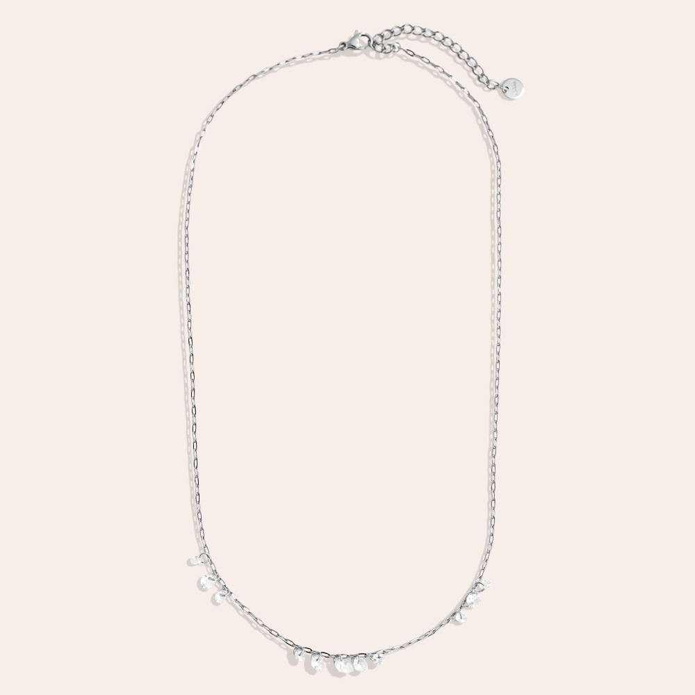40cm crystal zirconia drop stainless steel necklace
