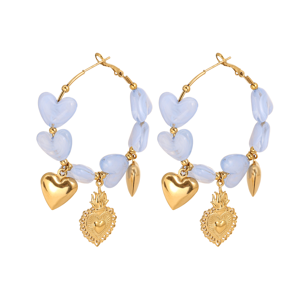 65mm Acrylic Hearts Hoop Stainless Steel Earrings    