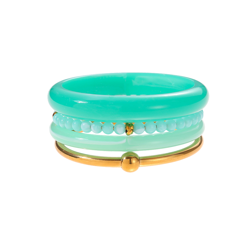 Stainless steel bangle set 6.5cm width 4 pieces acrylic 