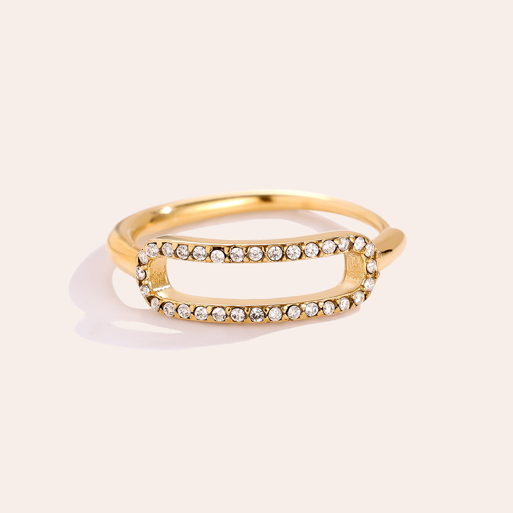 Like Mouth Diamond Stainless Steel Ring 