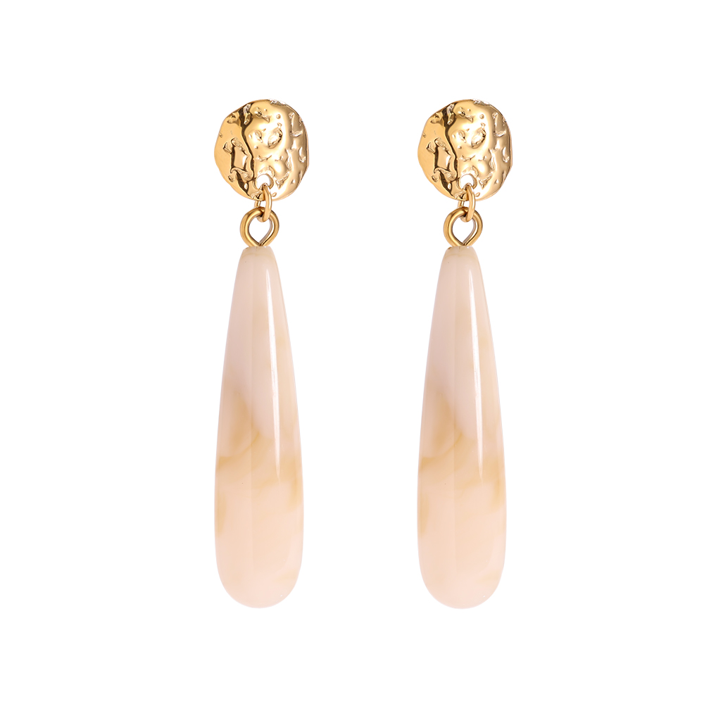 5cm Long Drop Resin Stainless Steel Earrings     