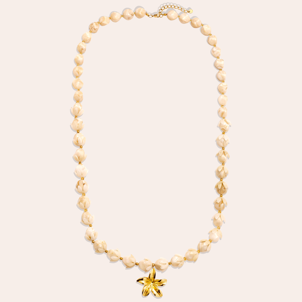 91cm Resin Flower Chain Stainless Steel Necklaces   