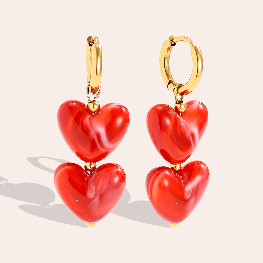 3.5cm Acrylic Hearts stainless steel earrings        