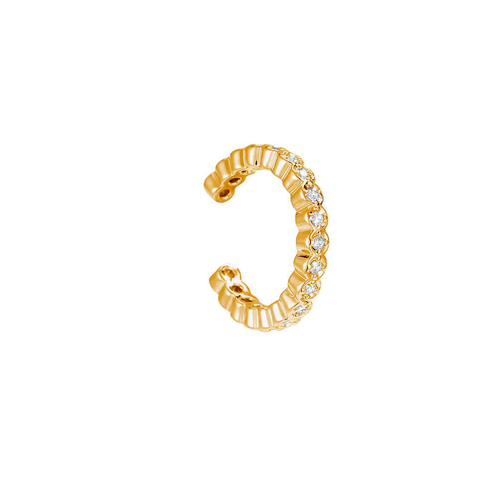 14mm textured zirconia gold-plated earrings