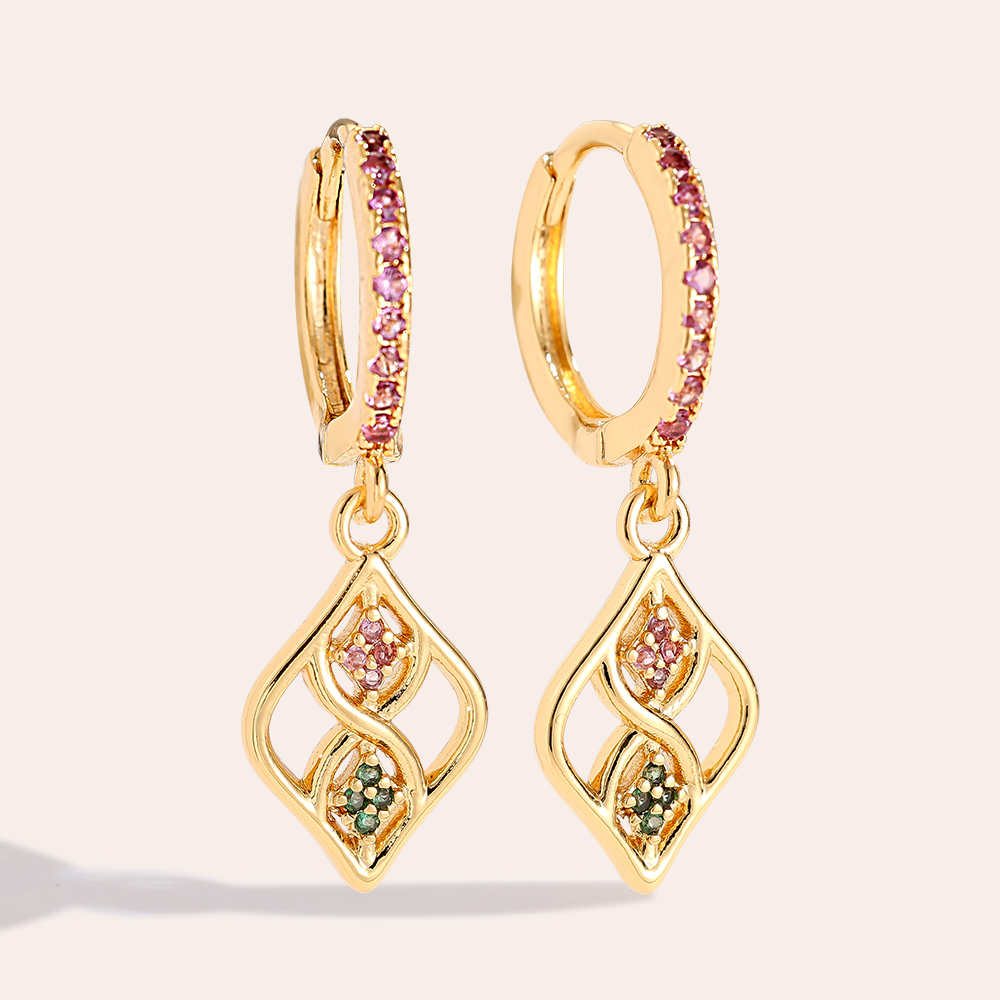 2.9cm Fancy Diamond Gold Plated Earrings    